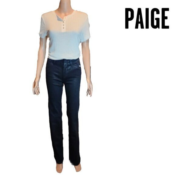 Paige Leenah With Jolene Pockets And Clasp Closure Jeans NWT Black Size 24 - Picture 1 of 16